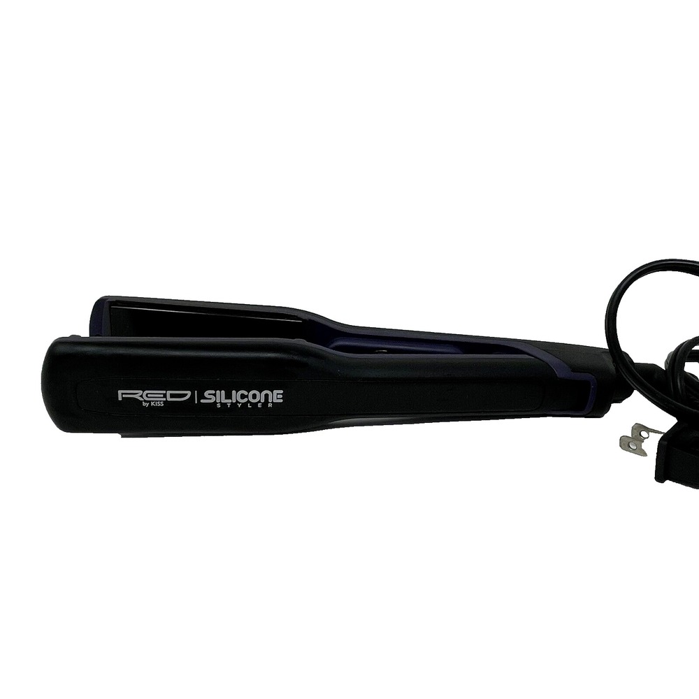 Kiss Hair Straightener Professional Red Silicone Styler Iron‎ Gentle Black 1.5"